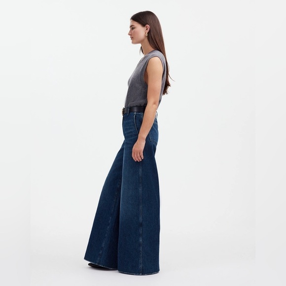 Madewell Wide Sweep Denim Trousers - Picture 3 of 10